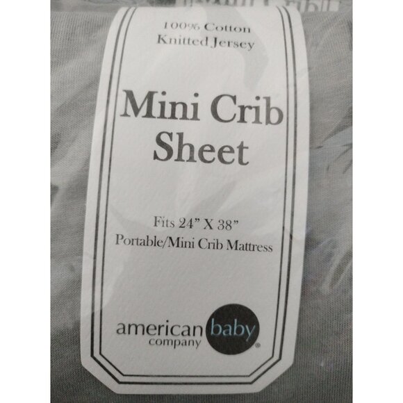 Fitted Mini Crib Sheet 24" x 38", Soft Breathable 100% Cotton Jersey, set of 3 - Picture 2 of 4